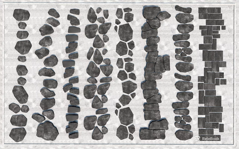 Various Shaped Stepping Stones For Garden Path And Outdoor Landscaping Design 3d model 