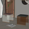 New Chinese Stool Combination 3d model