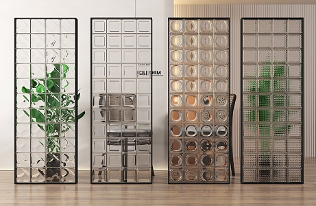 Modern glass brick partition glass brick glass partition 3d model