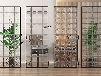 Modern glass brick partition glass brick glass partition 3d model