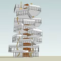 Modern Spiral Office Building With Unique Architecture And Balconies Structure