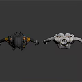 Futuristic Sci Fi Characters And Creatures With Black Orange And White Gold Armored Suits