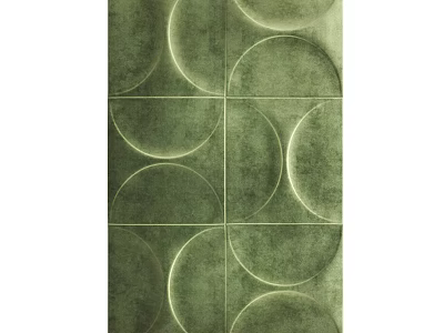 Green Wall Decor With Circular Patterns And Textured Square Panel Design 3d model
