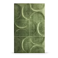 Green Wall Decor With Circular Patterns And Textured Square Panel Design