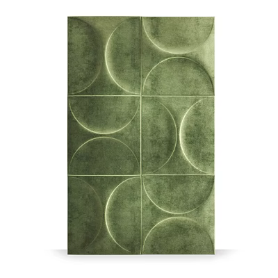 Green Wall Decor With Circular Patterns And Textured Square Panel Design 3d model