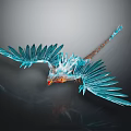 Fantasy Character And Blue Icy Winged Phoenix Flying With Red Head 3d model