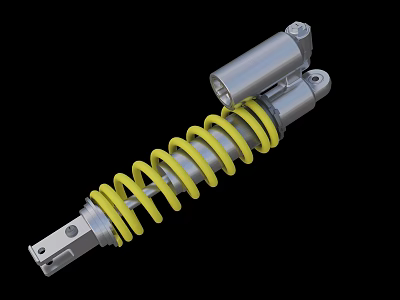 Industrial Shock Absorber Equipment With Yellow Spring And Metal Components 3d model