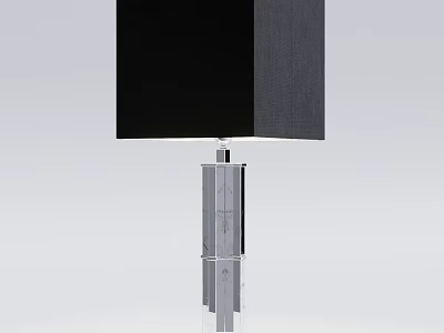 Contemporary Table Lamp With Black Square Shade And Transparent Crystal Base 3d model