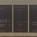 Dark Brown Security Doors With Modern Panel Design And Secure Lock Systems 3d model