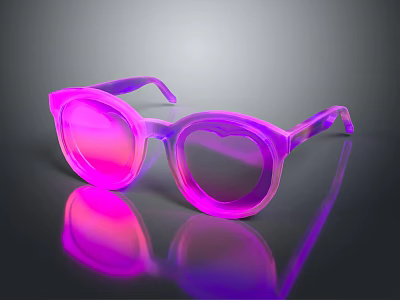 Pink Heart Shaped Jewelry Sunglasses With Gradient Lenses And Reflection On Dark Background 3d model