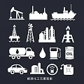 Oil Industry Silhouette Icons With Oil Rigs Refineries Tankers Tank Trucks And Cars