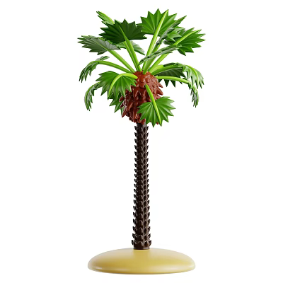 Tall Palm Tree With Green Feathery Fronds And Brown Textured Trunk Outdoors 3d model