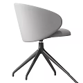 Modern Table and Chair Set Featuring Curved Backrest and Trident Base in Beige Black Gray
