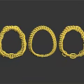 Shiny Gold Bracelets With Various Chain Link Designs Displayed On Dark Background 3d model