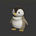 Chubby Cartoon Penguin 3D Model With Gray White Body Yellow Beak And Feet