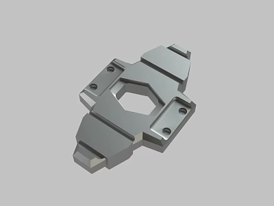 Machined Metal Part With Geometric Design Hexagonal Hole And Bolt Holes 3d model