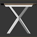 Modern Wooden Table With Cross Metal Legs And Sleek Minimalist Design