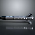 Silver Metallic Missile Weapon With Black Warhead Tail Fins And Aerodynamic Design