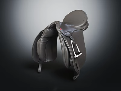 High Quality Black Leather Horse Saddle With Metal Fittings And Fine Stitching 3d model