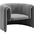 Elegant Gray Velvet Single Sofa With Curved Arms And Channel Tufted Back Design 3d model