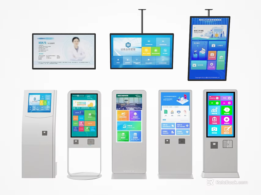 Commercial Touchscreen Self Service Kiosks And Information Display Devices 3d model 