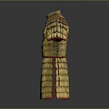 Ancient Golden Armor Weapon With Metal Plates Red Trim And Shiny Surface