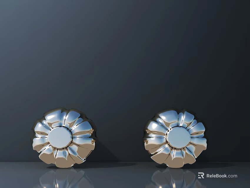 Two Silver Flower Shaped Metal Hardware Tools For Decorative Fixture Applications 3d model 