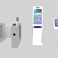 Public Facility Equipment Featuring Turnstiles And Self Service Kiosks With Digital Screens