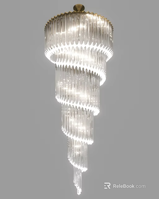 Elegant Modern Crystal Chandelier With Layered Design And Bright Hanging Crystals 3d model 