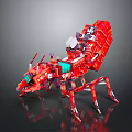 Red Mechanical Ant Character Design With Block Structure And Digital Art 3d model
