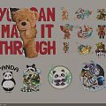 Cartoon Animal Wall Decor With Teddy Bear Panda Tiger Stickers And Motivational Text