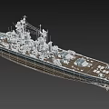 Detailed Modern Warship Model With Large Deck Main Turrets And Radar Systems