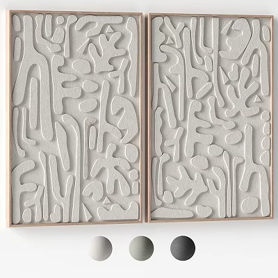 Abstract Art Two Panel Decor Paintings With Textured Light Tones 3d model