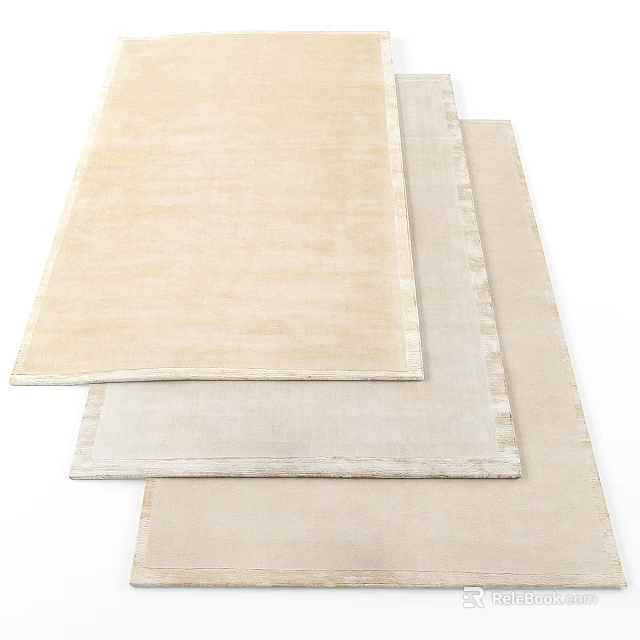 Elegant Neutral Beige Square Rugs With Soft Textured Design For Living Room 3d model 