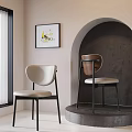 Modern Stylish Dining Chairs Cream White Brown With Black Frames In Archway Room Artwork