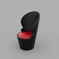 Modern Single Sofa With Black Frame And Red Comfortable Seat Design