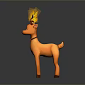 Orange Deer Character With Flaming Antlers And Collar On Dark Background