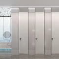 Modern Public Restroom Corridor With Marble Floor Ceiling Decor And Human Figure Signs