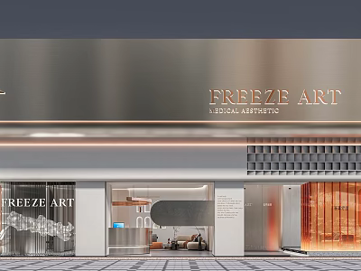 Freeze Art Storefront Facade Featuring Local Aesthetic Design Glass Doors And Modern Lighting 3d model
