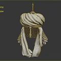 Mythical Character Headdress With White Turban Golden Band And Feathered Wings