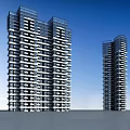 Modern High Rise Residential Building With Glass Facade And Balconies Under Blue Sky
