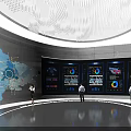 Modern Exhibition Hall Featuring Large Regional Map Multiple Digital Screens Data Charts And People Interacting 3d model