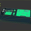 Modern Blue Control Panel Device with Glowing Green Screens Buttons and Displays
