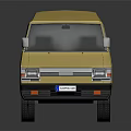 Yellow Vintage Van With Retro Body Design And Shiny Silver Wheels