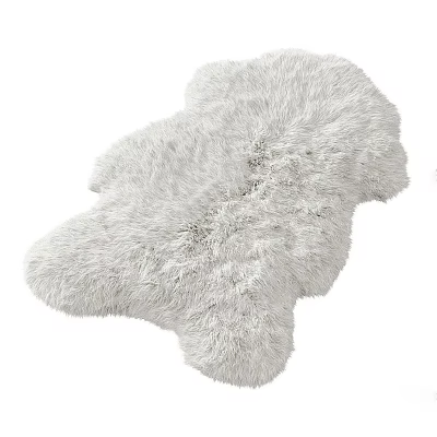 Soft White Fluffy Shaggy Shaped Rug For Modern Living Room Bedroom Decor 3d model