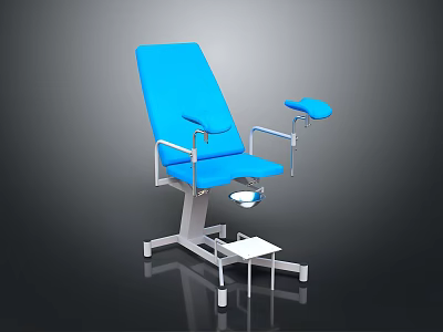 Professional Blue Medical Examination Chair With Adjustable Armrests Footrest And Light Stand 3d model
