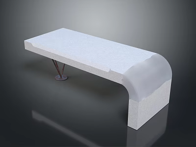 Modern Minimalist Office Desk Design With White Smooth Surface Curved Edge And Metal Legs 3d model