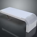 Modern Minimalist Office Desk Design With White Smooth Surface Curved Edge And Metal Legs