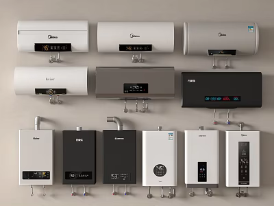 Modern Water Heater Appliances for Daily Home Use with Various Designs and Colors 3d model