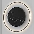 Modern Circular Wall Lamp With Black Marble Panel And Illuminated Ring 3d model